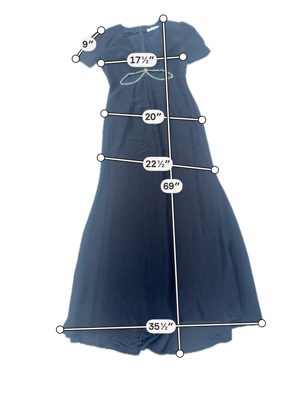 Mac Duggal Puff Sleeve Embellished Cutout Evening Gown Size 10 - Picture 10 of 11